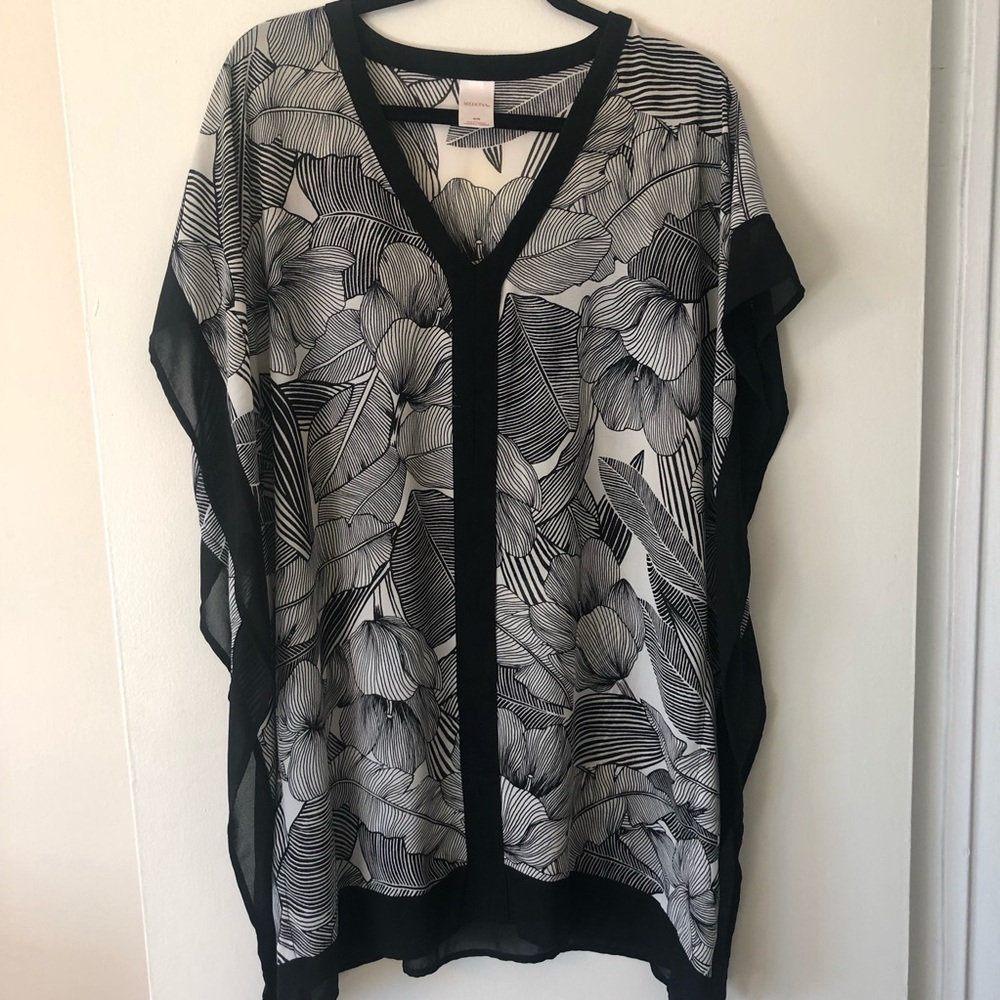 Black and white floral cover up